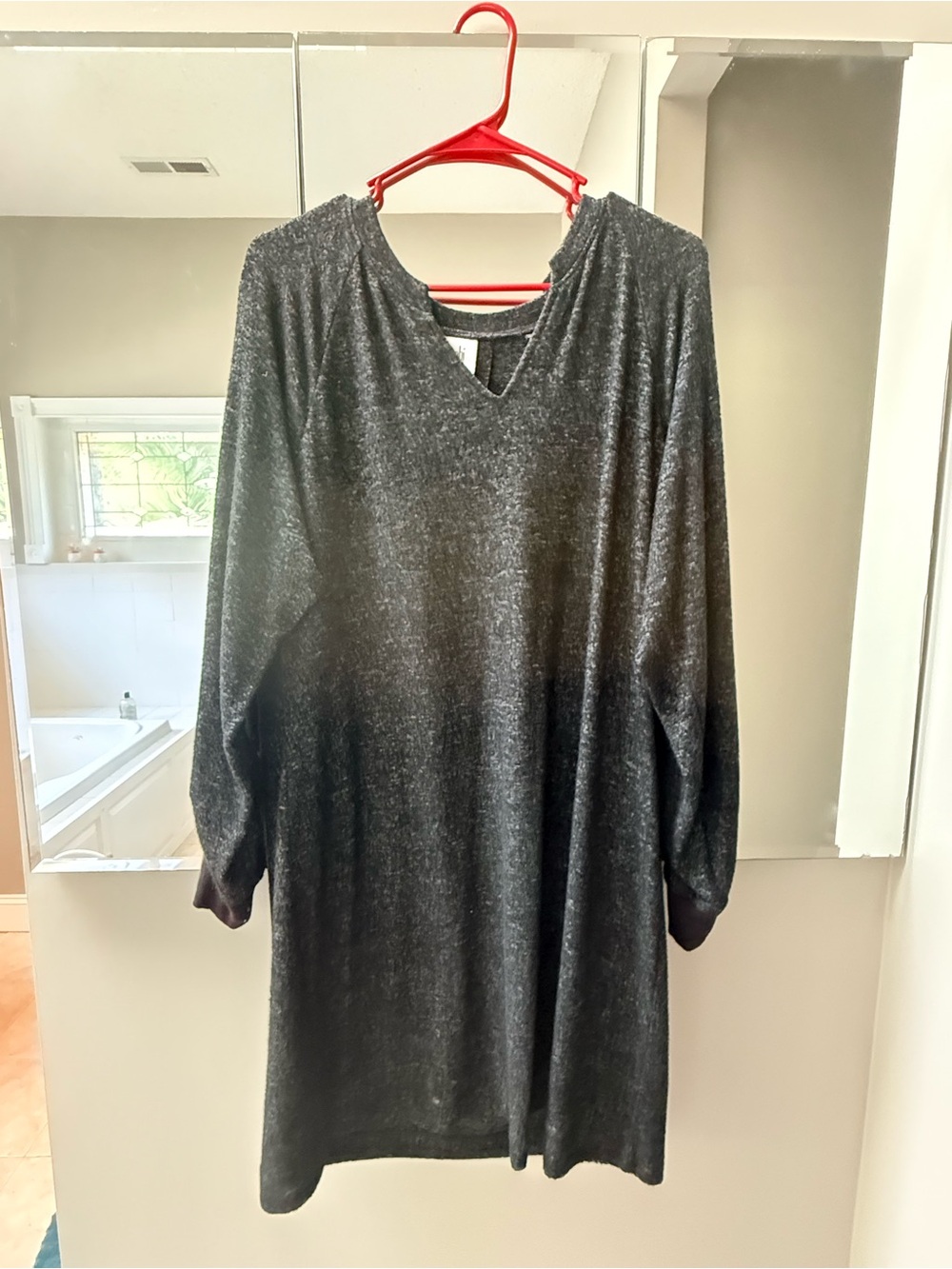 Cabi Cozy Charcoal Knit V-Neck Tunic